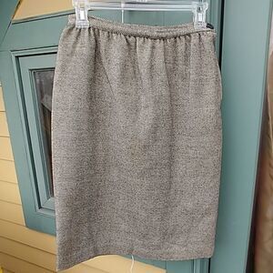 Vintage 60s Wool Pencil Skirt W/White Black Dots